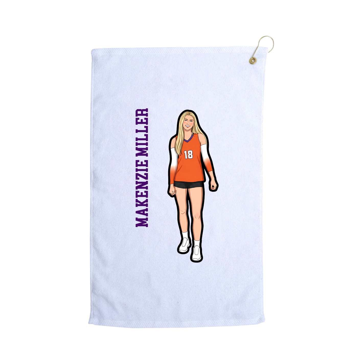Golf Towel — Name Vertical in White