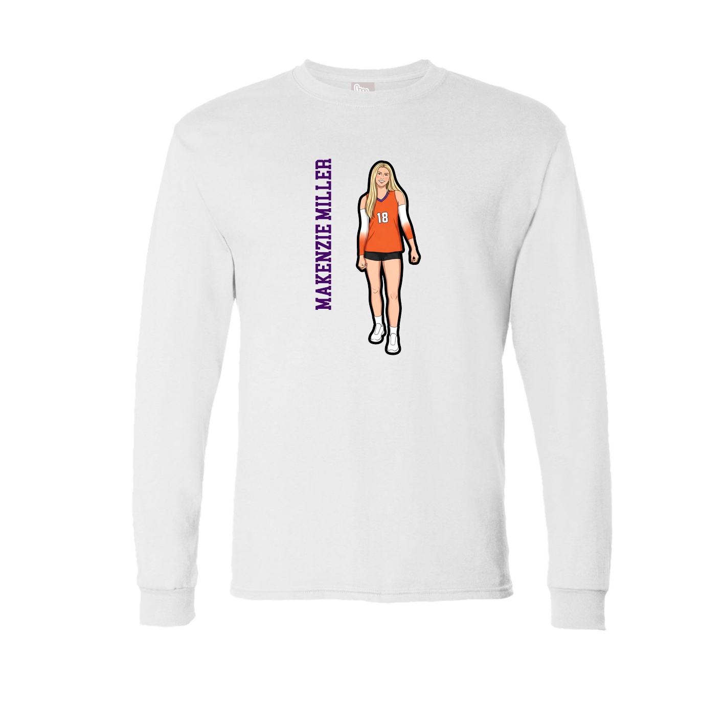 Long Sleeve Tee — Name Vertical in White