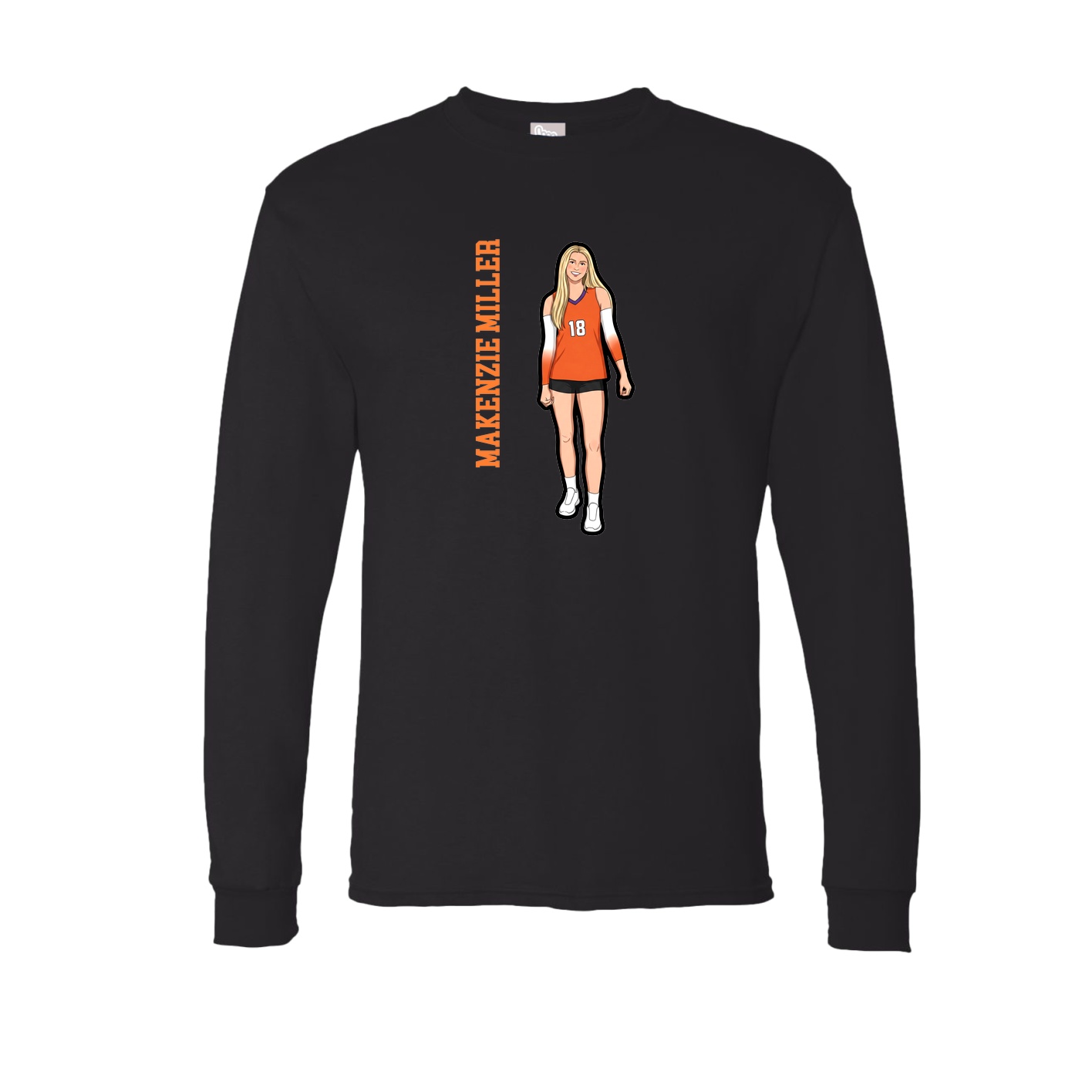 Long Sleeve Tee — Name Vertical in Black