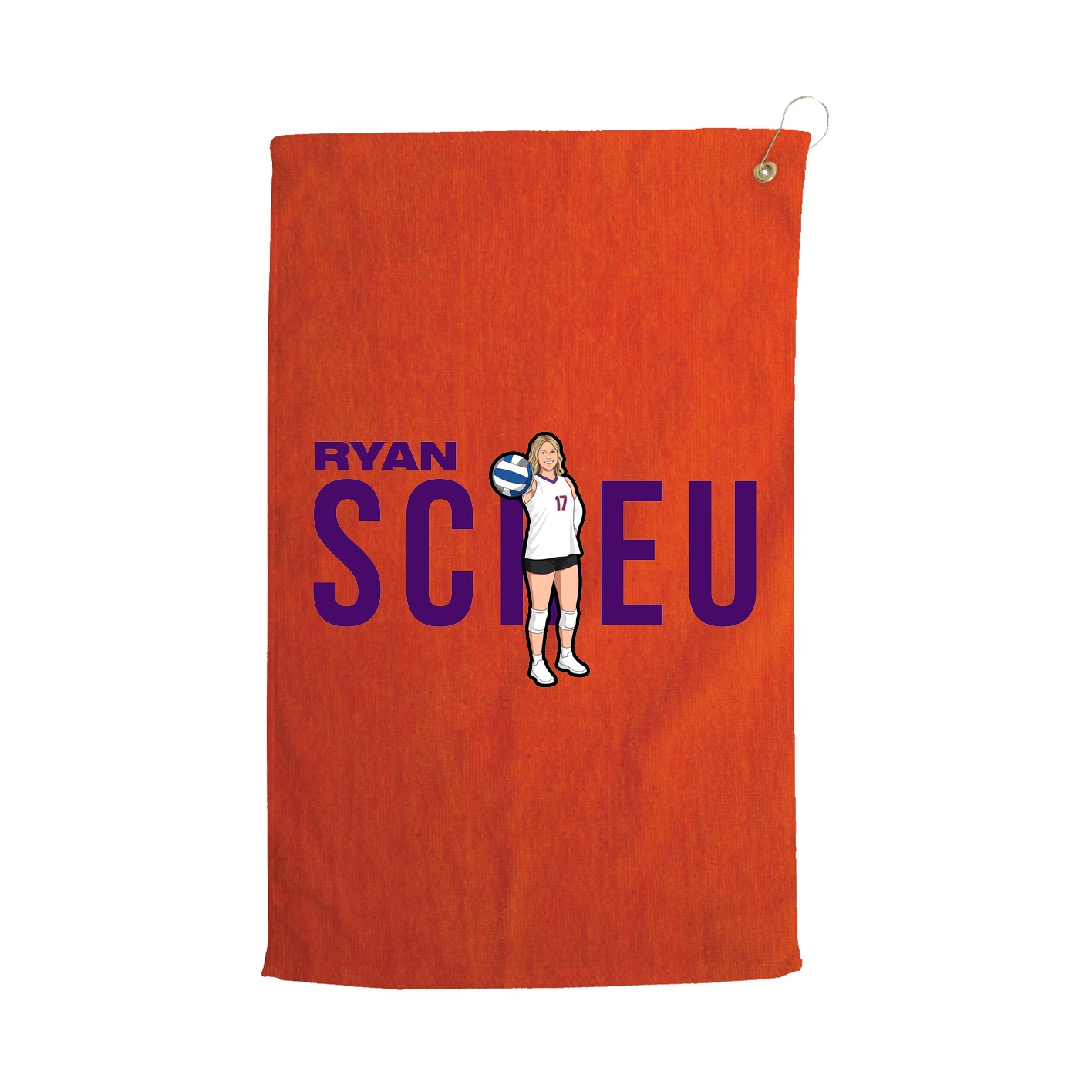 Golf Towel — Player Name in Orange