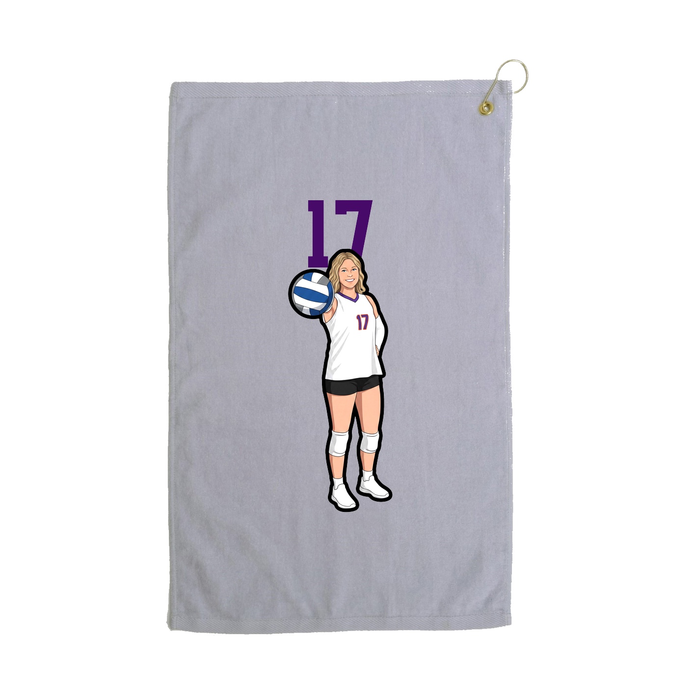 Golf Towel — Number Top in Grey