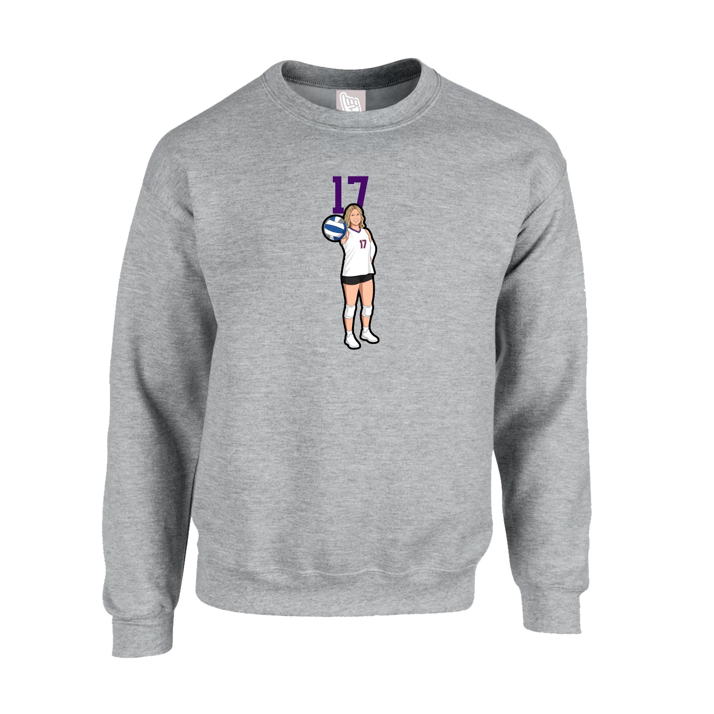 Fleece Crew — Number Top in Grey