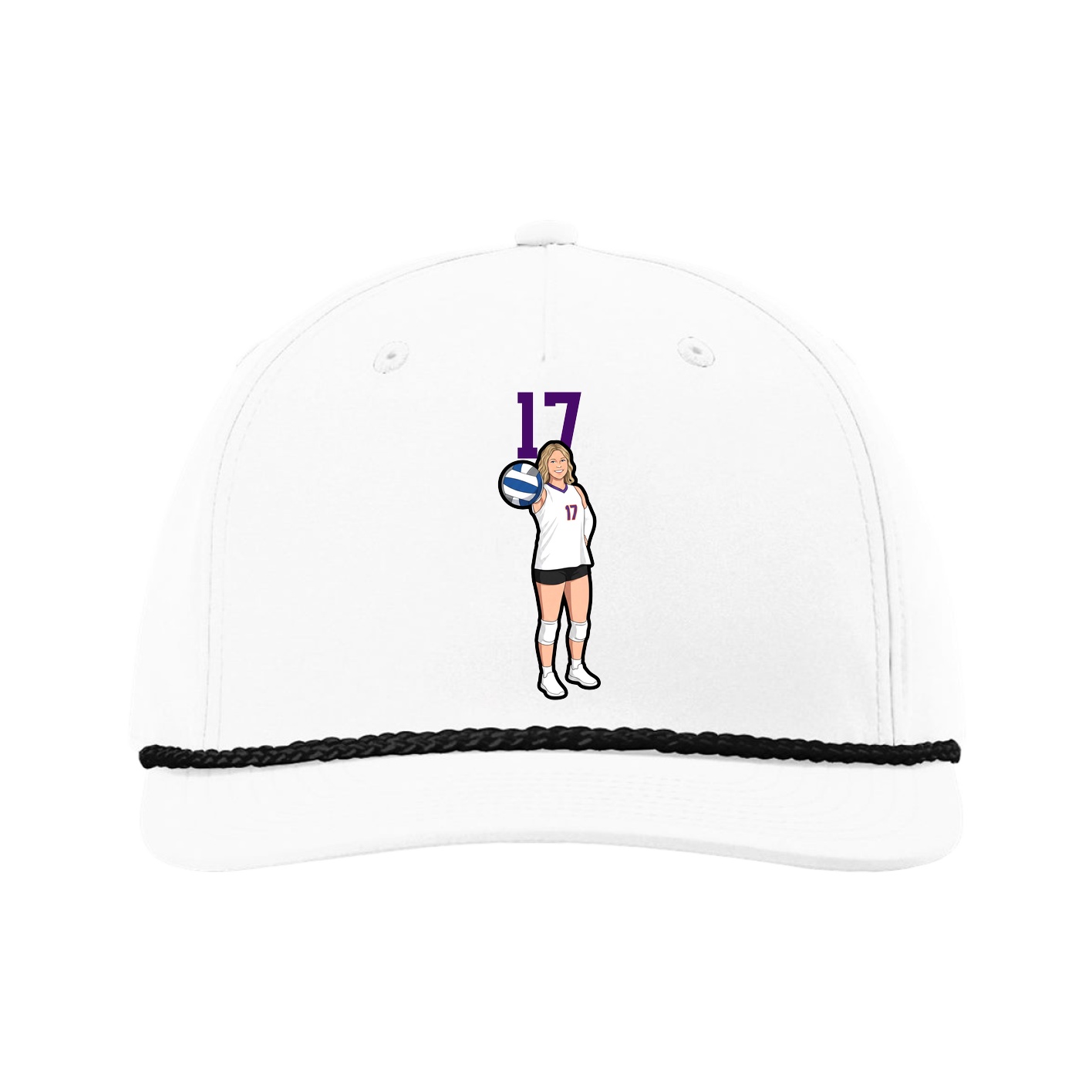 Five-Panel Classic Rope Cap — Number Top in White