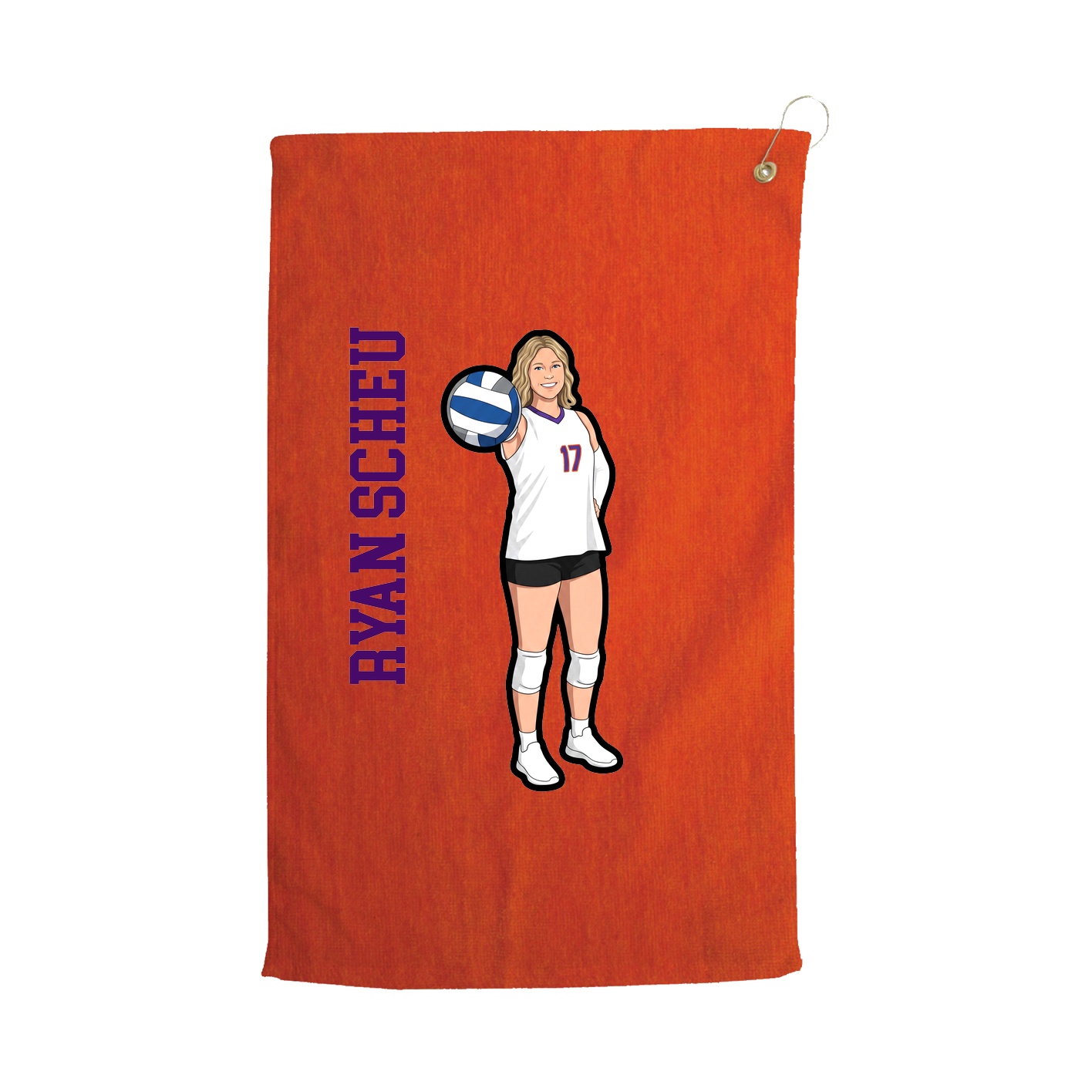 Golf Towel — Name Vertical in Orange