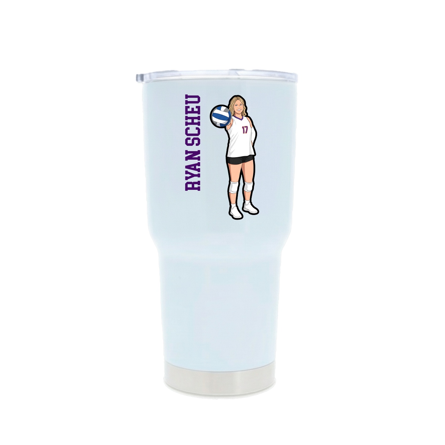30oz Stainless Steel Tumbler — Name Vertical in White