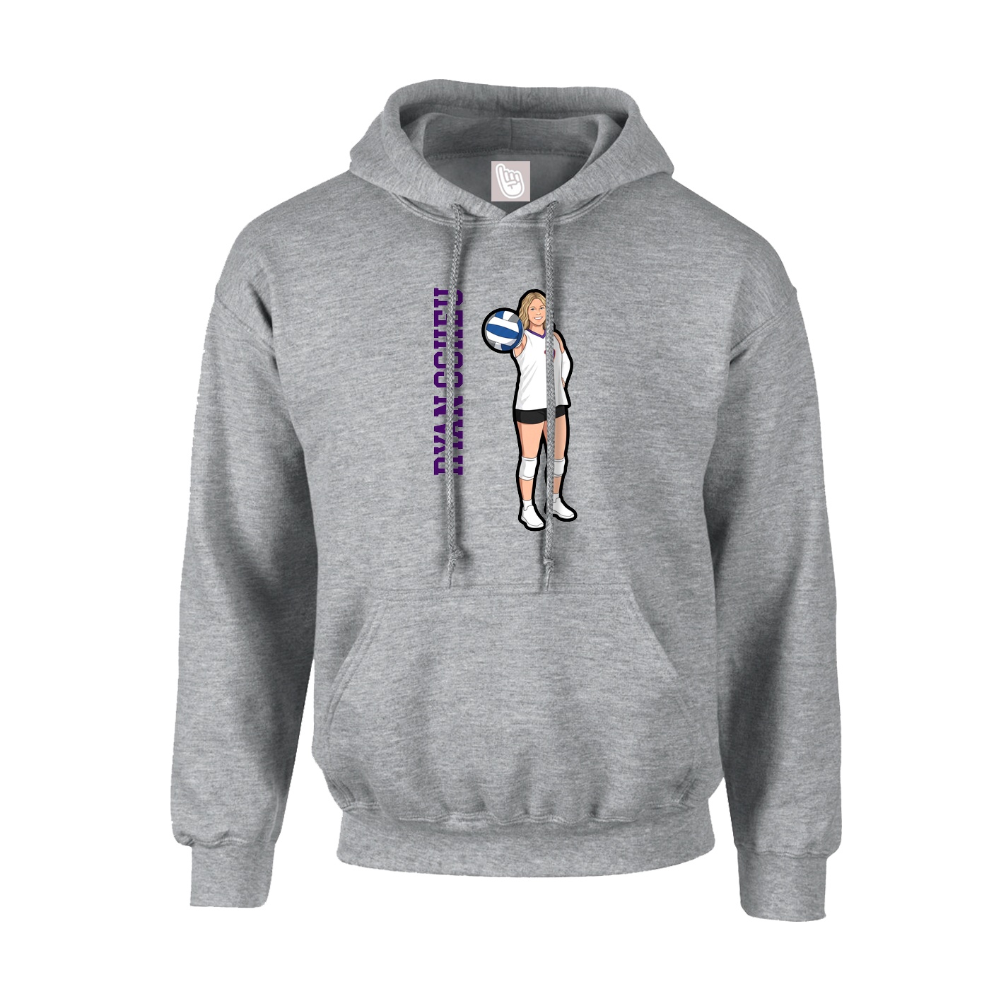 Youth Hoodie — Name Vertical in Grey