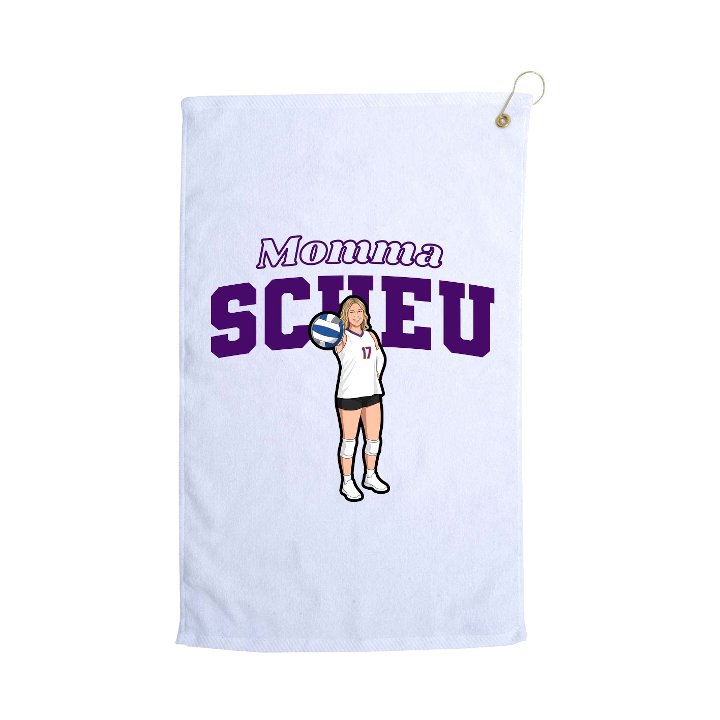 Golf Towel — Mothers Day Block in White