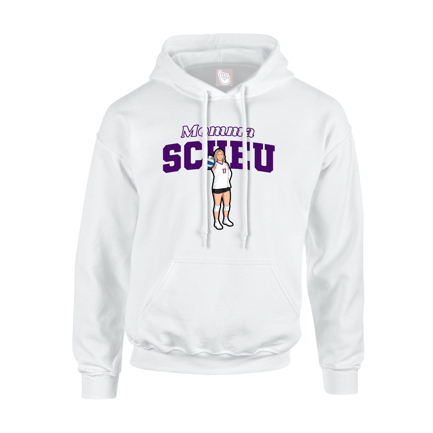 Youth Hoodie — Mothers Day Block in White