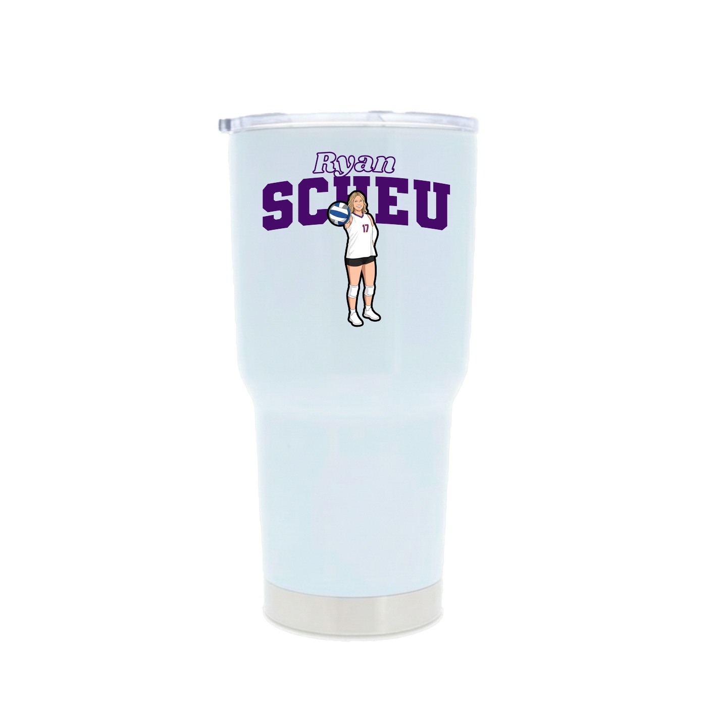 30oz Stainless Steel Tumbler — Name Arch in White
