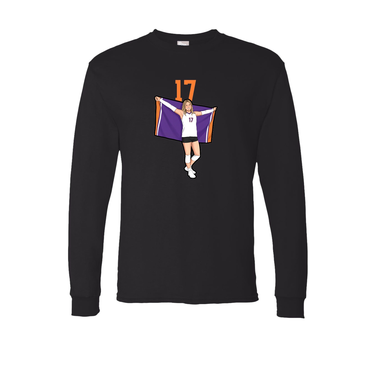 Long Sleeve Tee — Number Top in Black