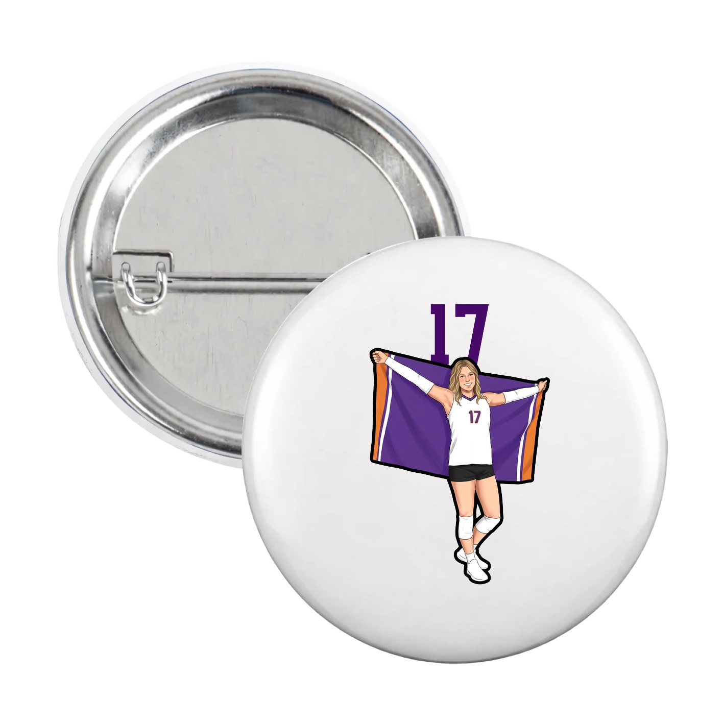 Game Day Button — Number Top in White