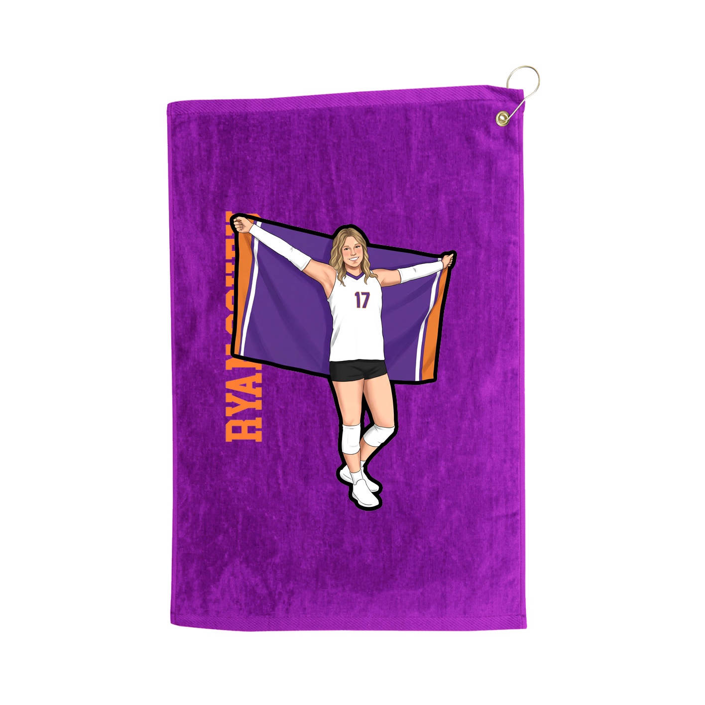Golf Towel — Name Vertical in Purple