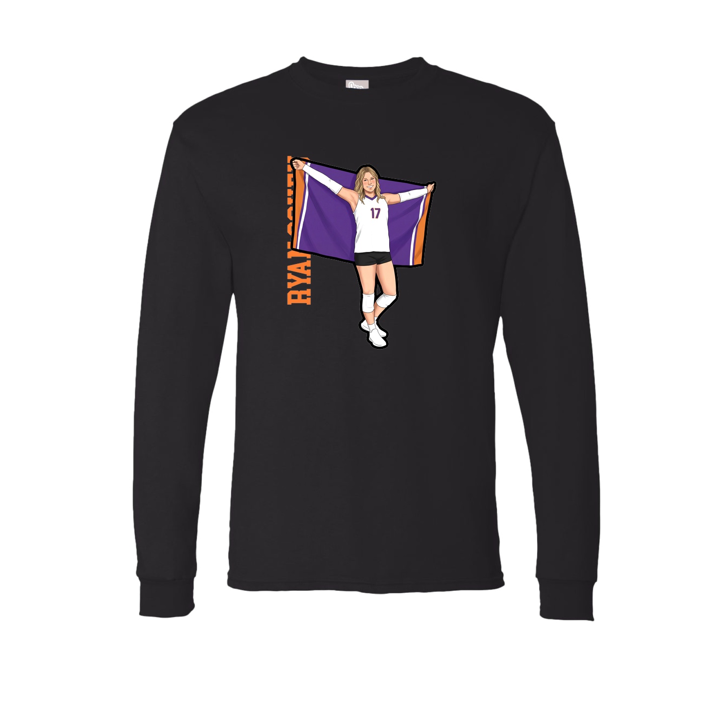 Long Sleeve Tee — Name Vertical in Black