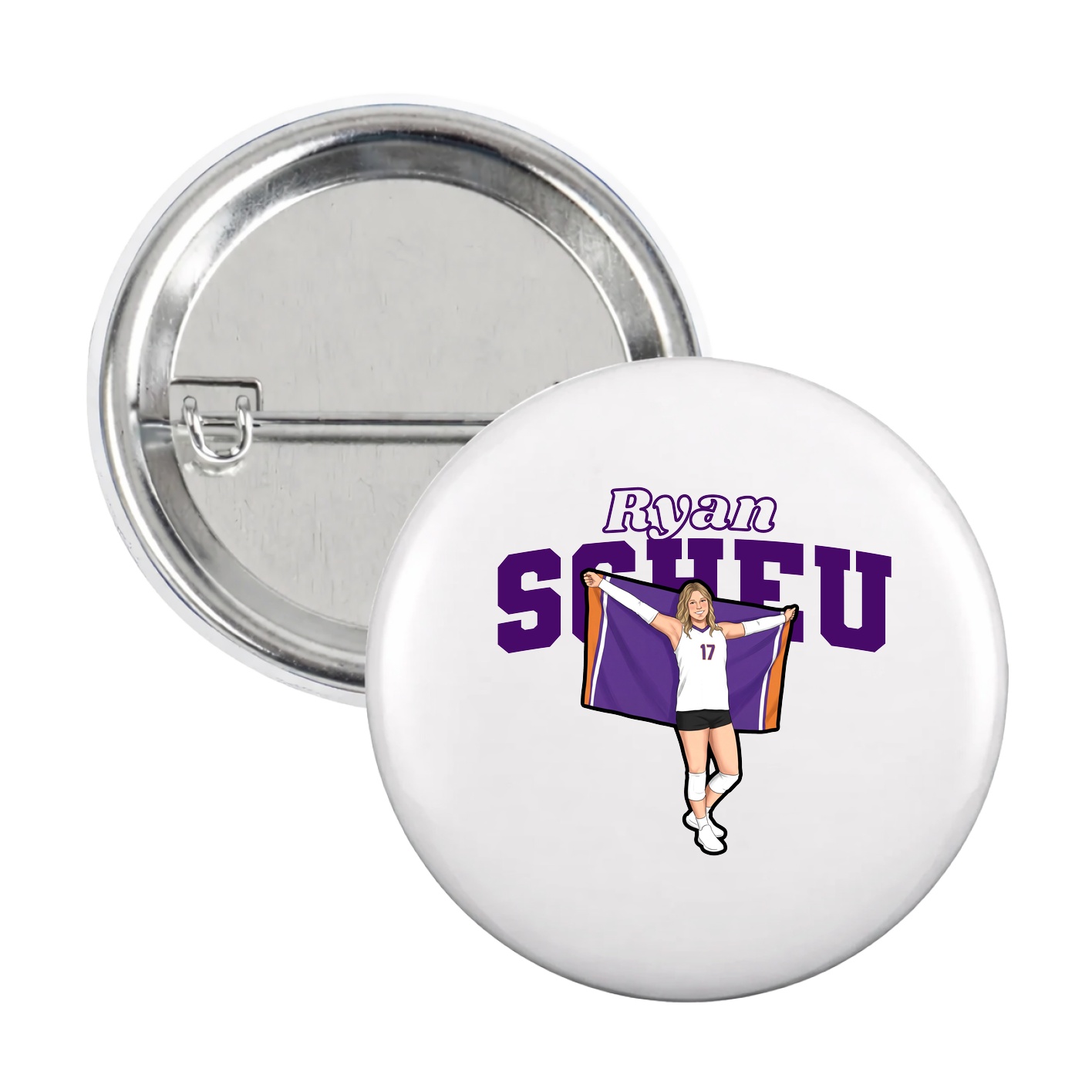 Game Day Button — Name Arch in White