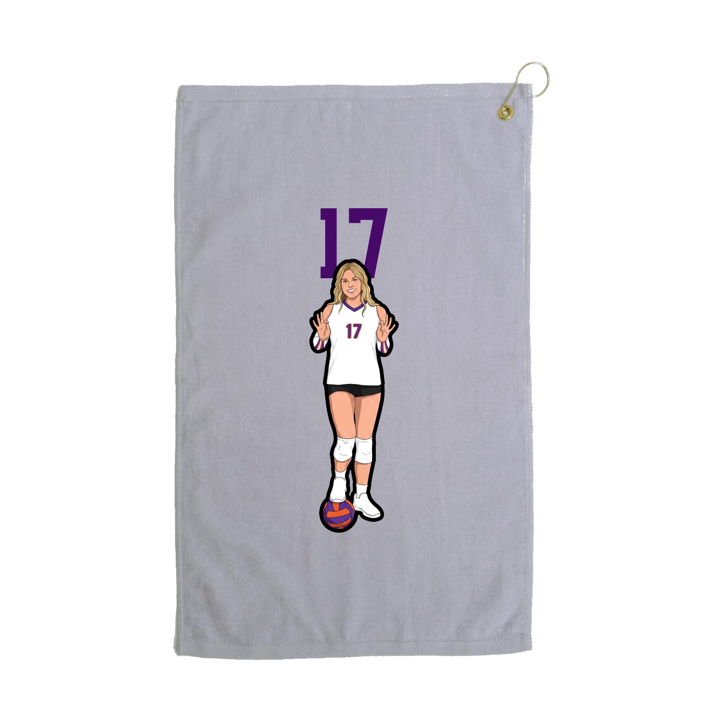 Golf Towel — Number Top in Grey