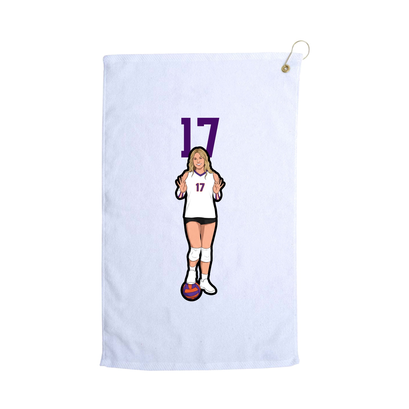 Golf Towel — Number Top in White