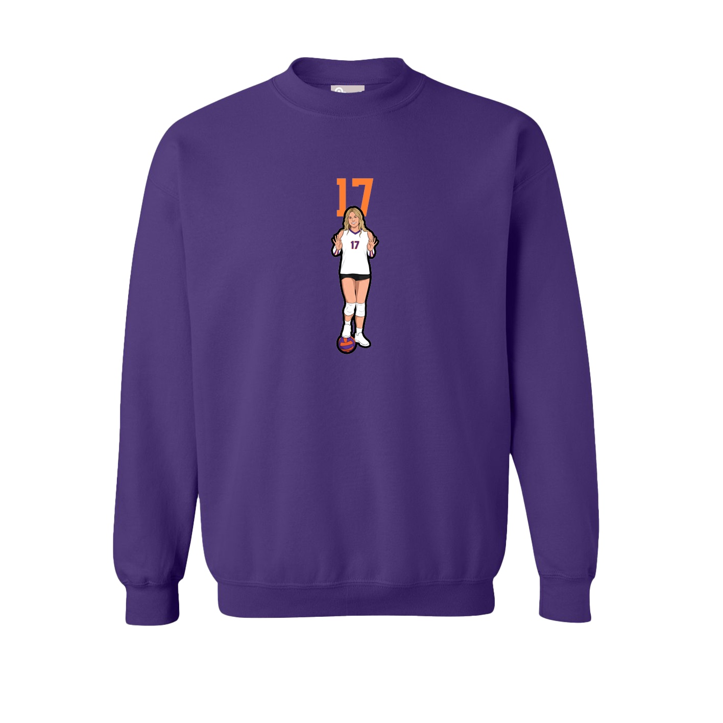 Fleece Crew — Number Top in Purple