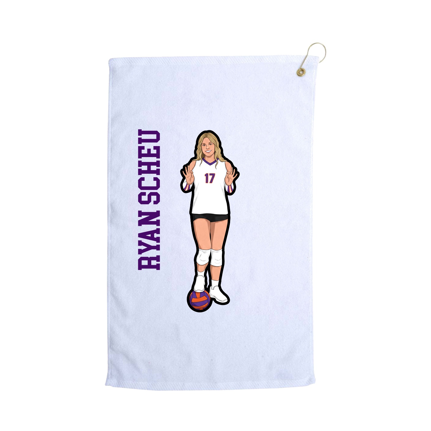 Golf Towel — Name Vertical in White