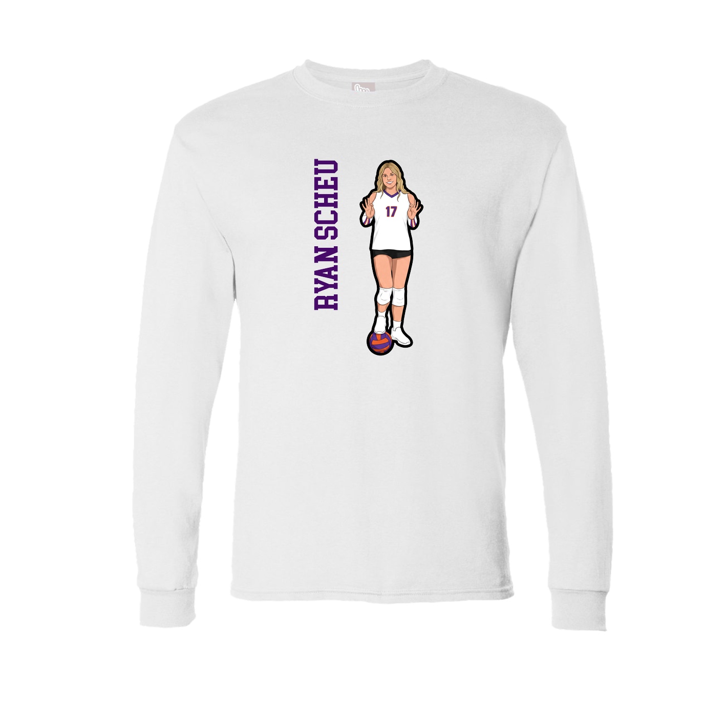 Long Sleeve Tee — Name Vertical in White