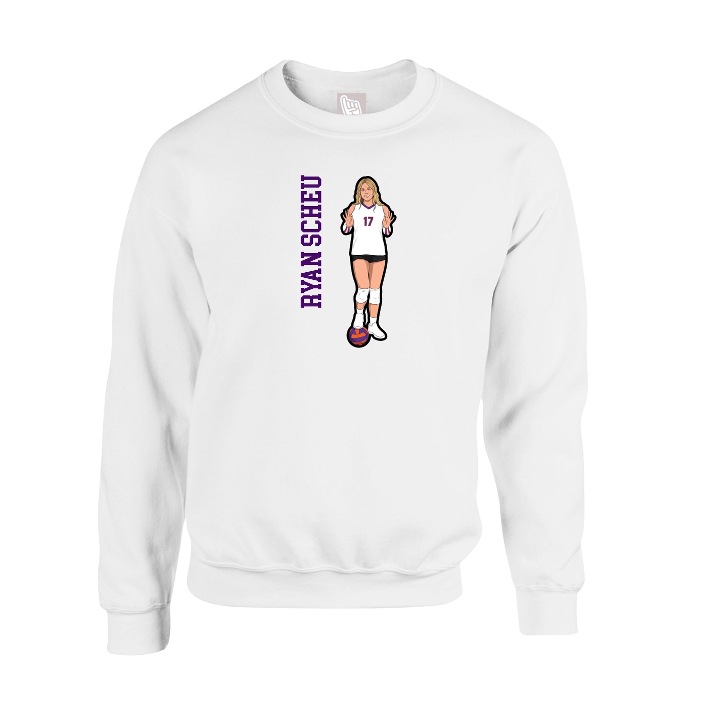 Fleece Crew — Name Vertical in White