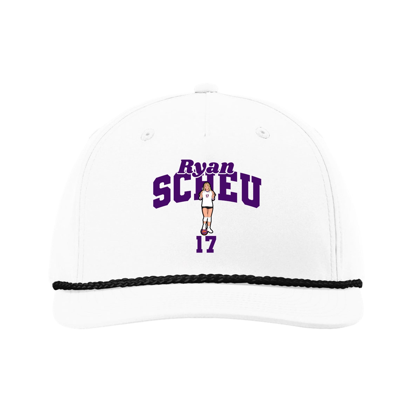 Five-Panel Classic Rope Cap — Signature Arch in White