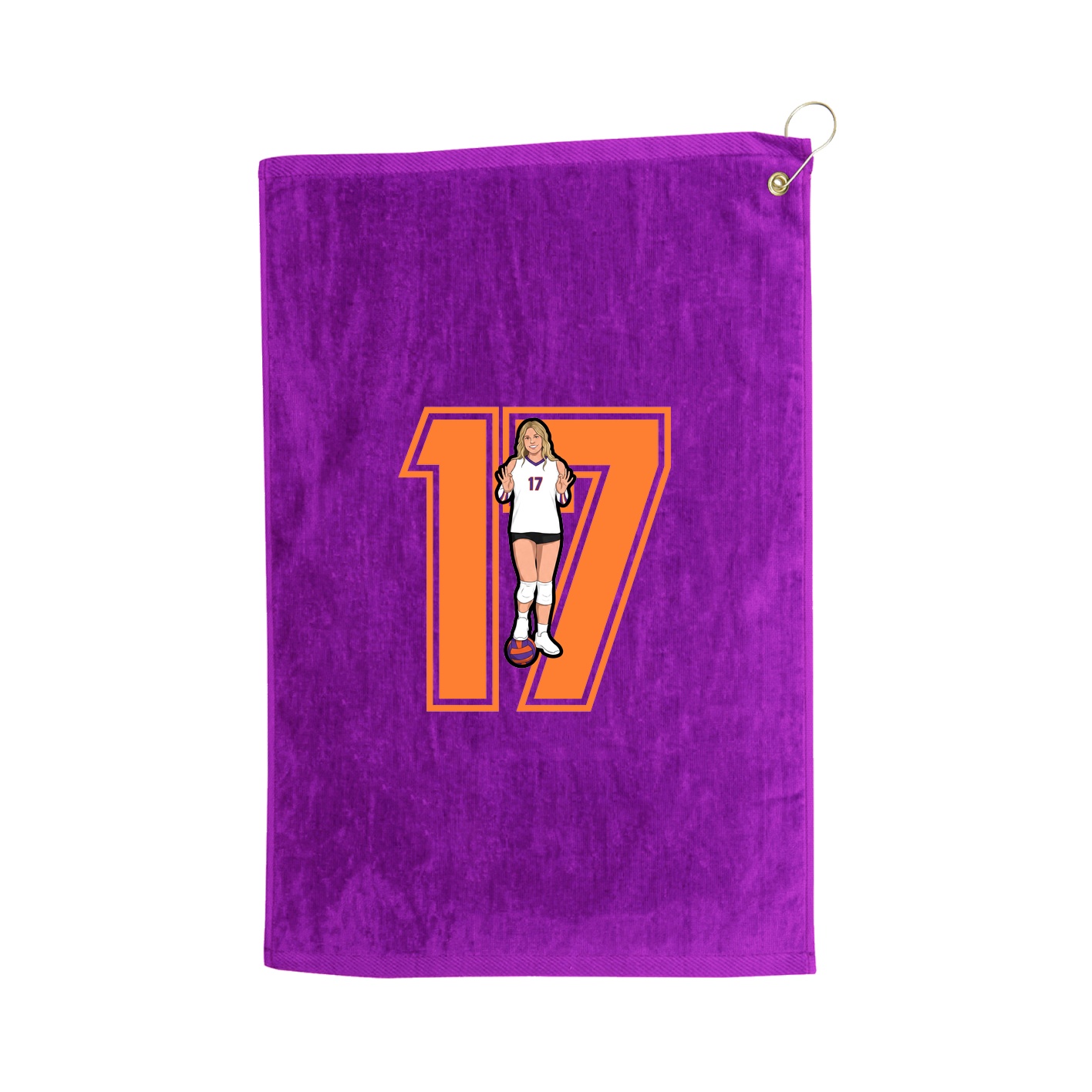 Golf Towel — Number in Purple
