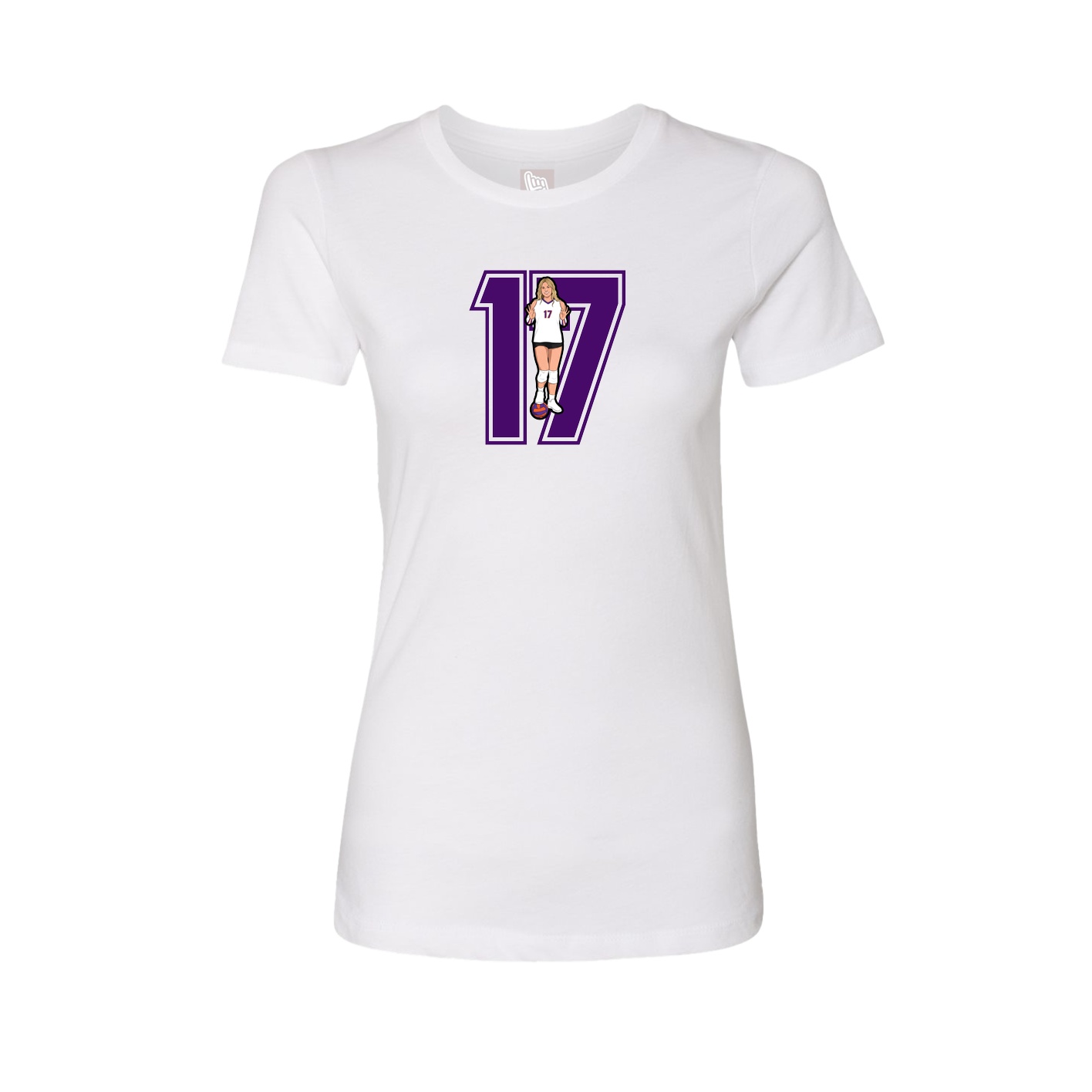 Fitted Women's Tee — Number in White