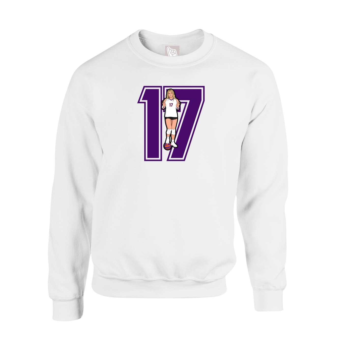 Fleece Crew — Number in White