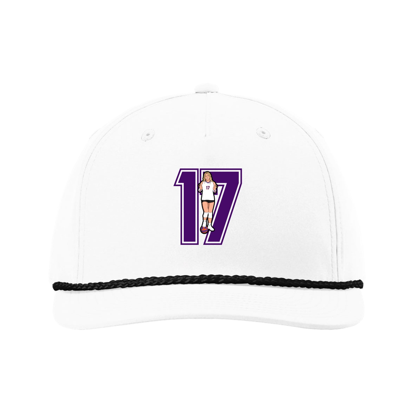 Five-Panel Classic Rope Cap — Number in White