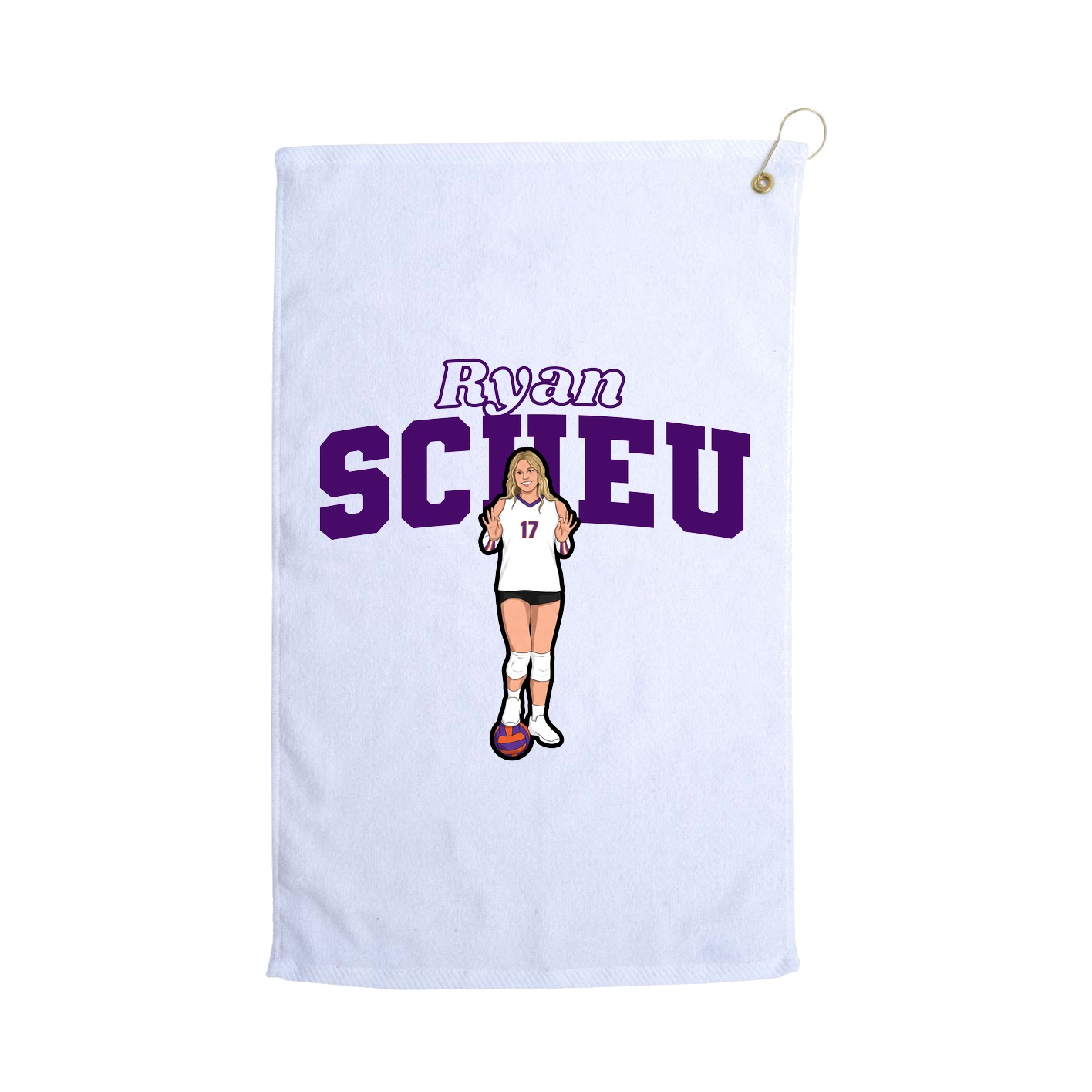 Golf Towel — Name Arch in White