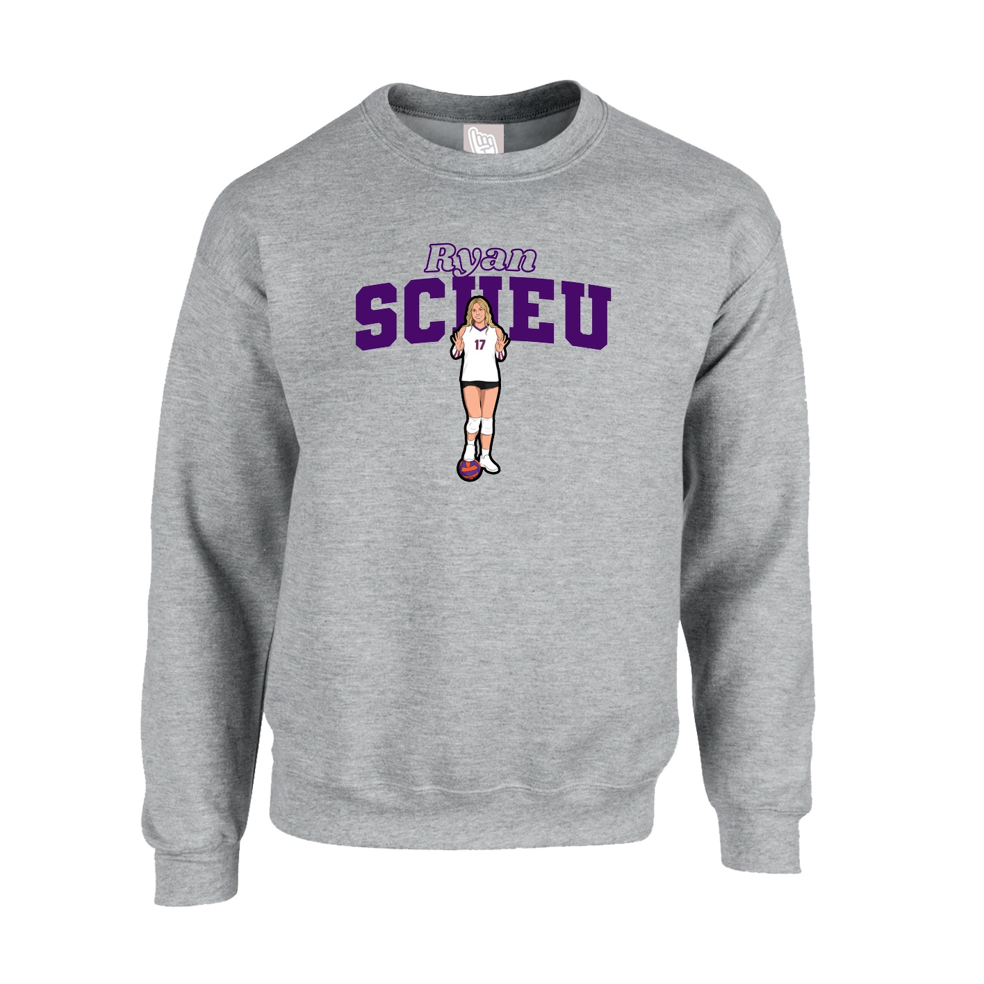 Fleece Crew — Name Arch in Grey