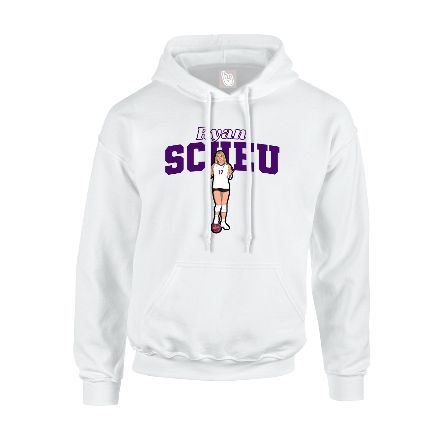Youth Hoodie — Name Arch in White