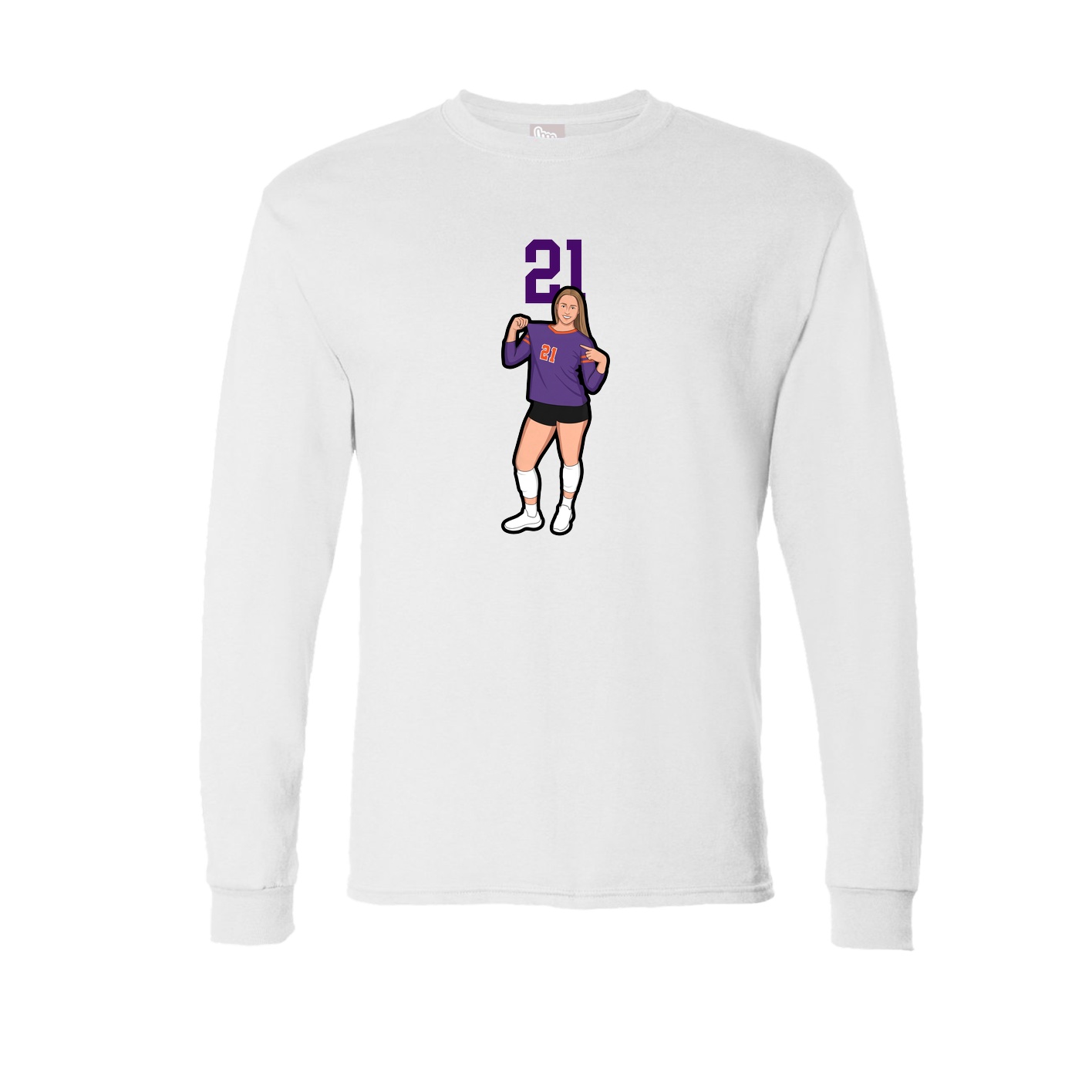 Long Sleeve Tee — Number Top in White
