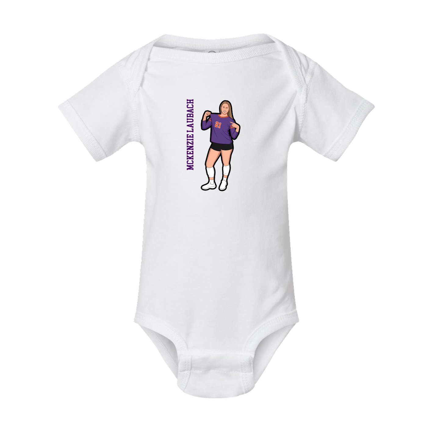 Baby Onesie — Name Vertical in White