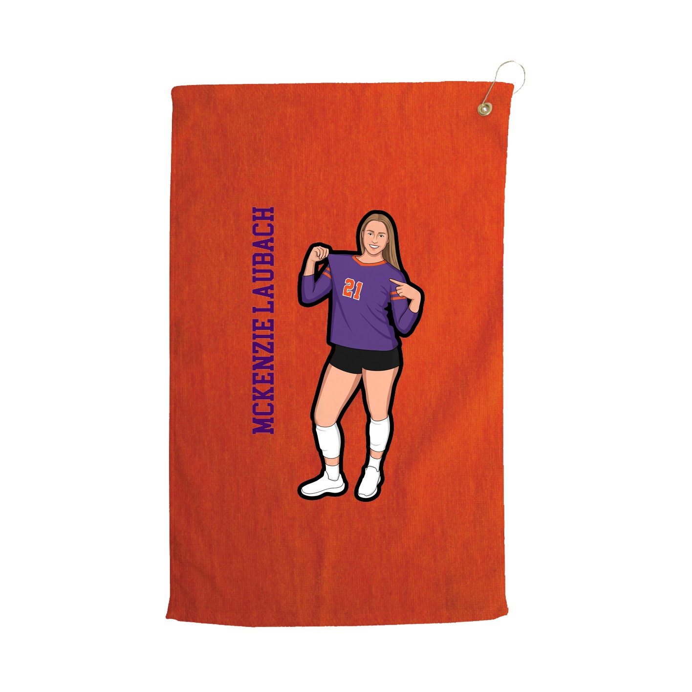 Golf Towel — Name Vertical in Orange