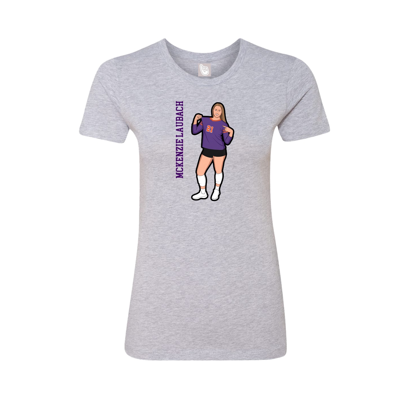 Womens Tee — Name Vertical in Grey