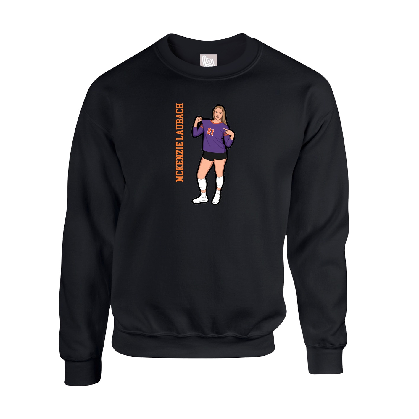 Fleece Crew — Name Vertical in Black