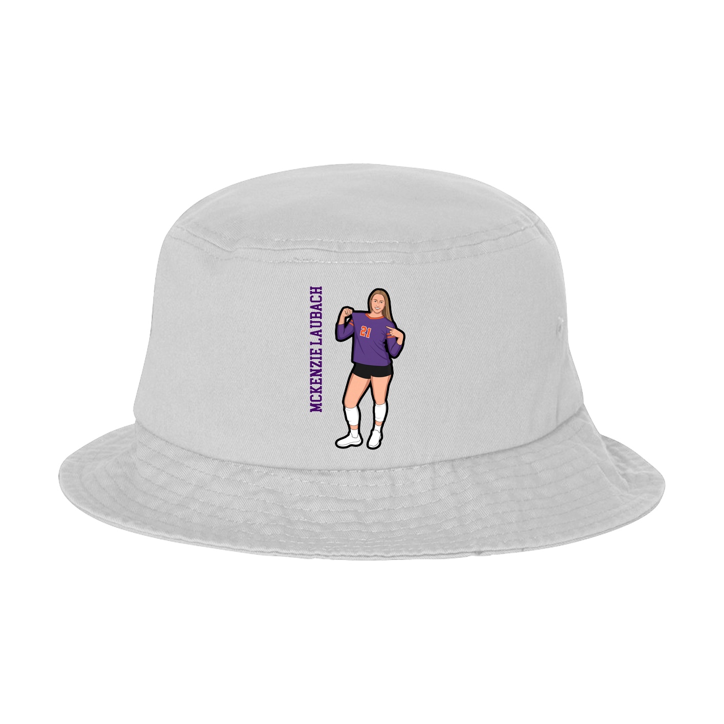 Bucket Cap — Name Vertical in White