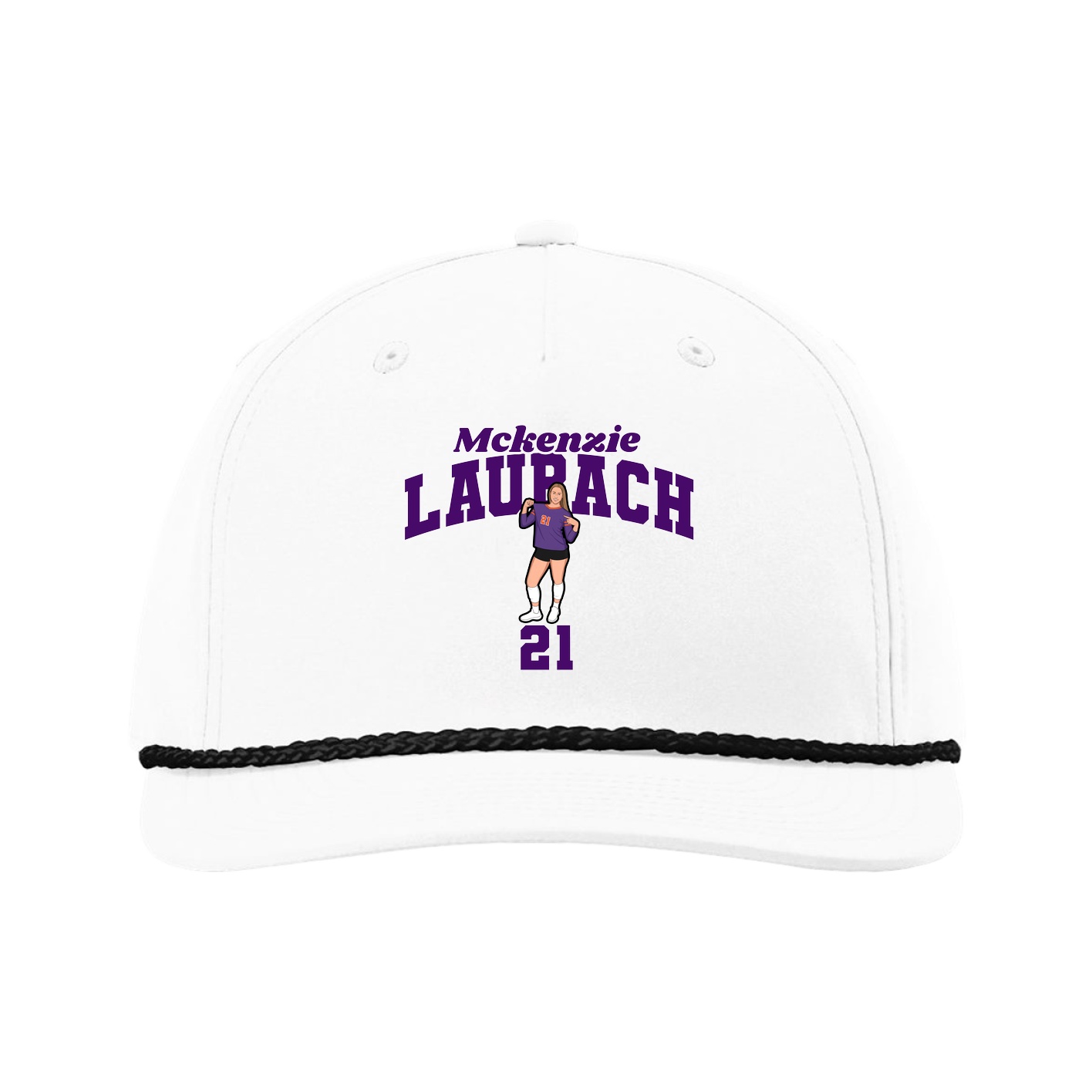 Five-Panel Classic Rope Cap — Signature Arch in White