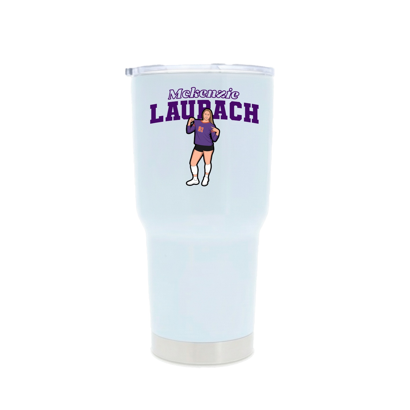 30oz Stainless Steel Tumbler — Name Arch in White