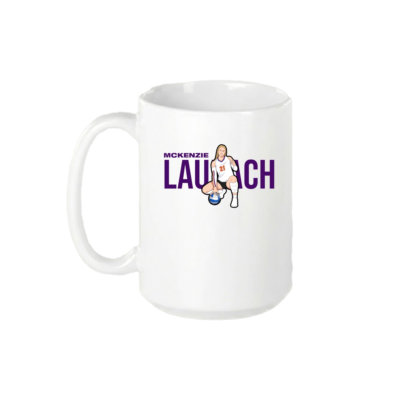 15oz Coffee Mug — Player Name in White
