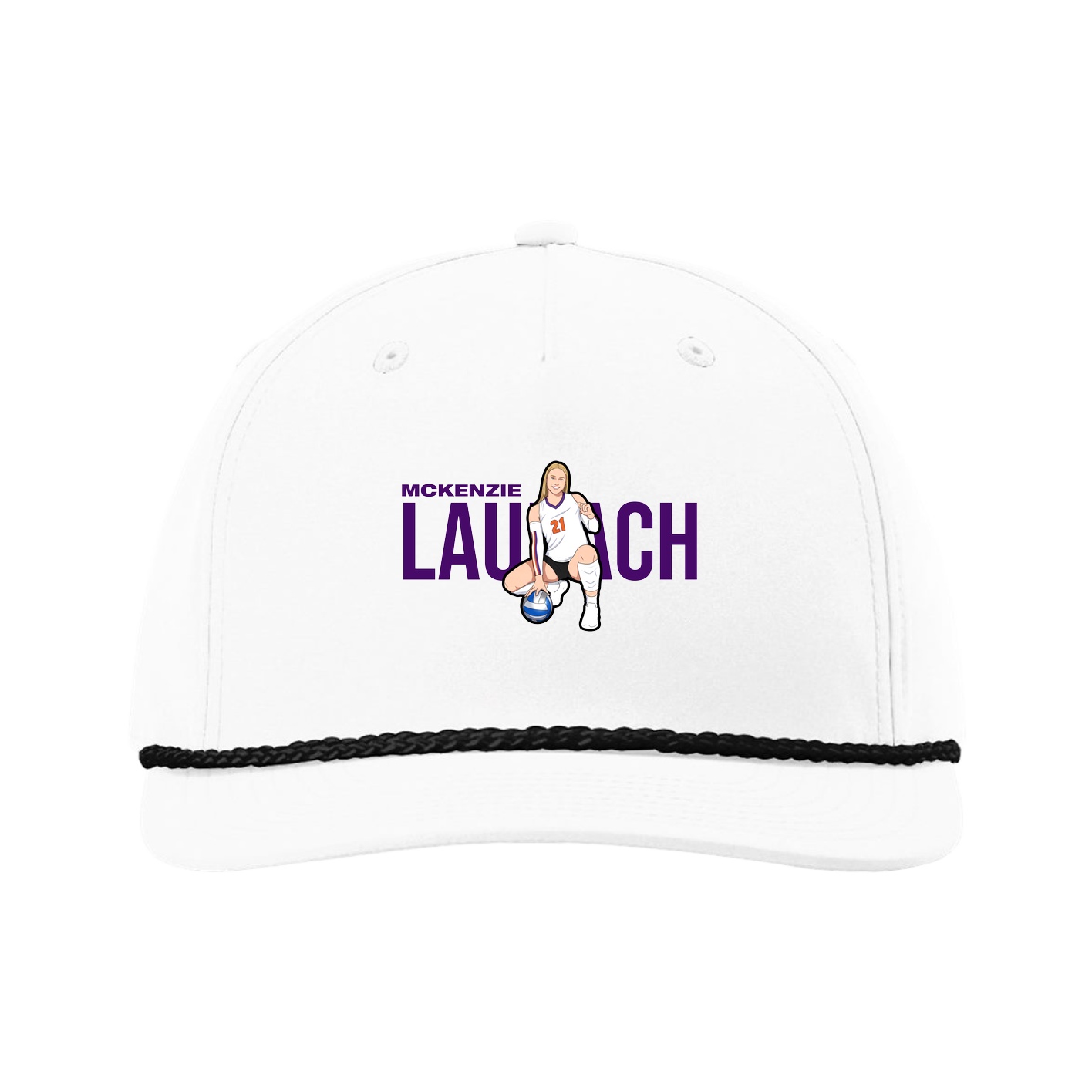 Five-Panel Classic Rope Cap — Player Name in White