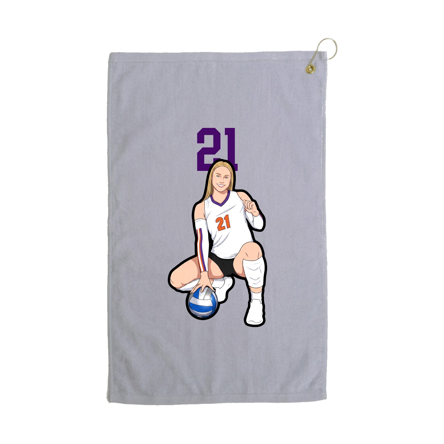 Golf Towel — Number Top in Grey