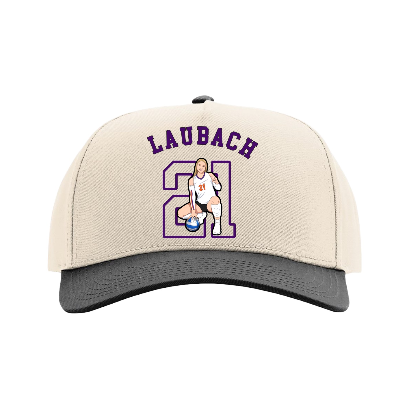 Full Fabric Five-Panel Champ Cap — Shirsey Arch in Cream/Black