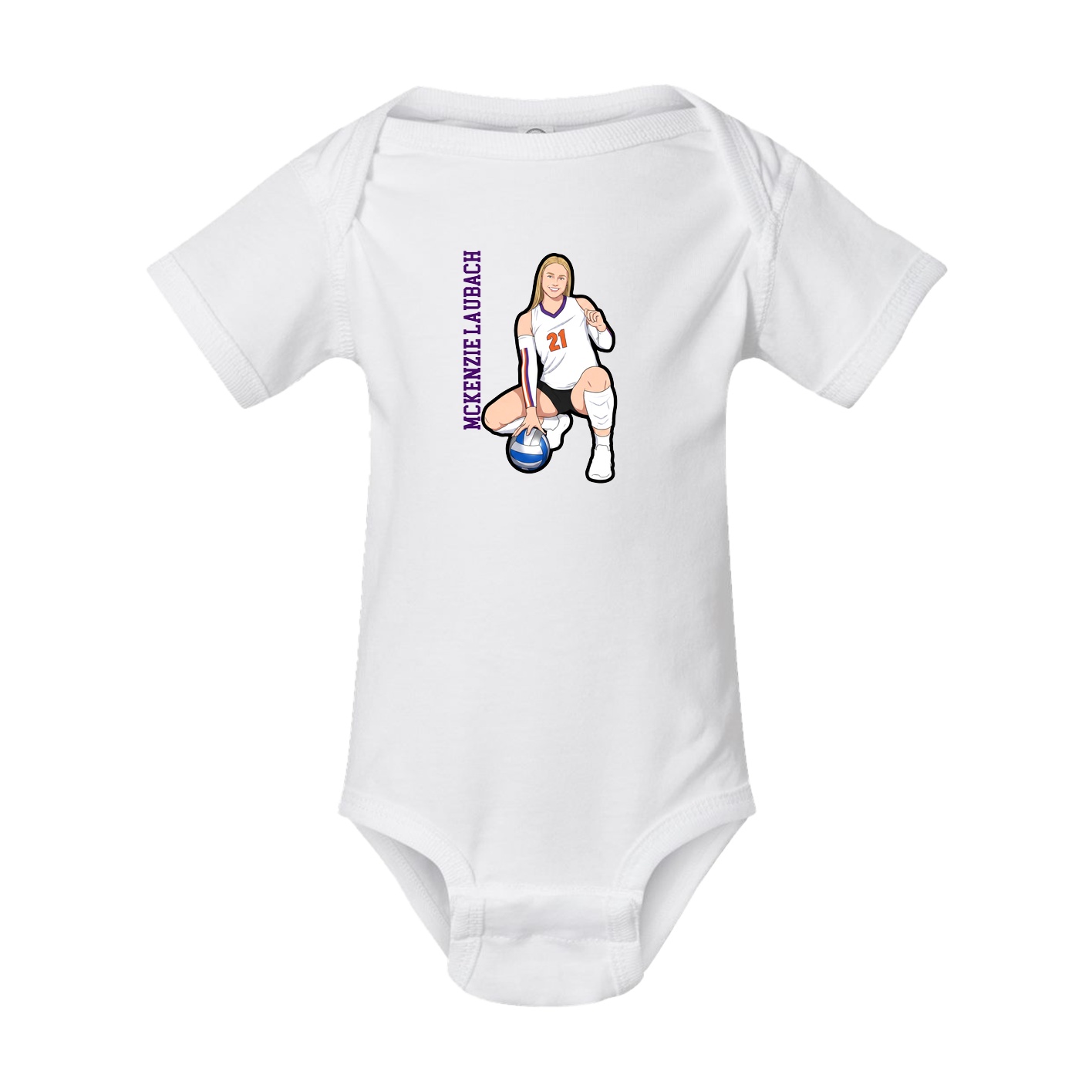 Baby Onesie — Name Vertical in White