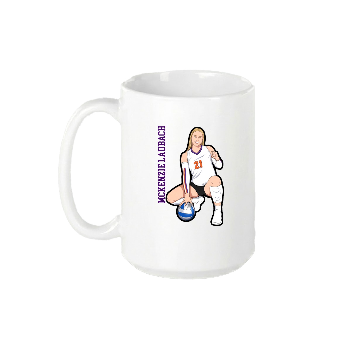 15oz Coffee Mug — Name Vertical in White