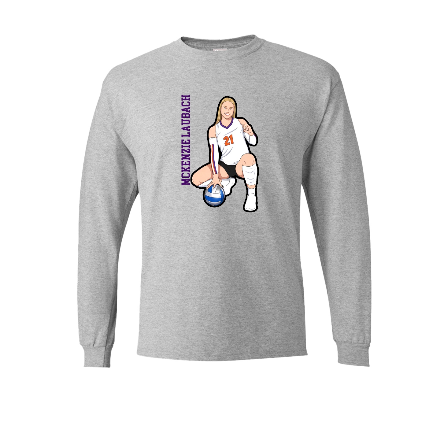 Long Sleeve Tee — Name Vertical in Grey