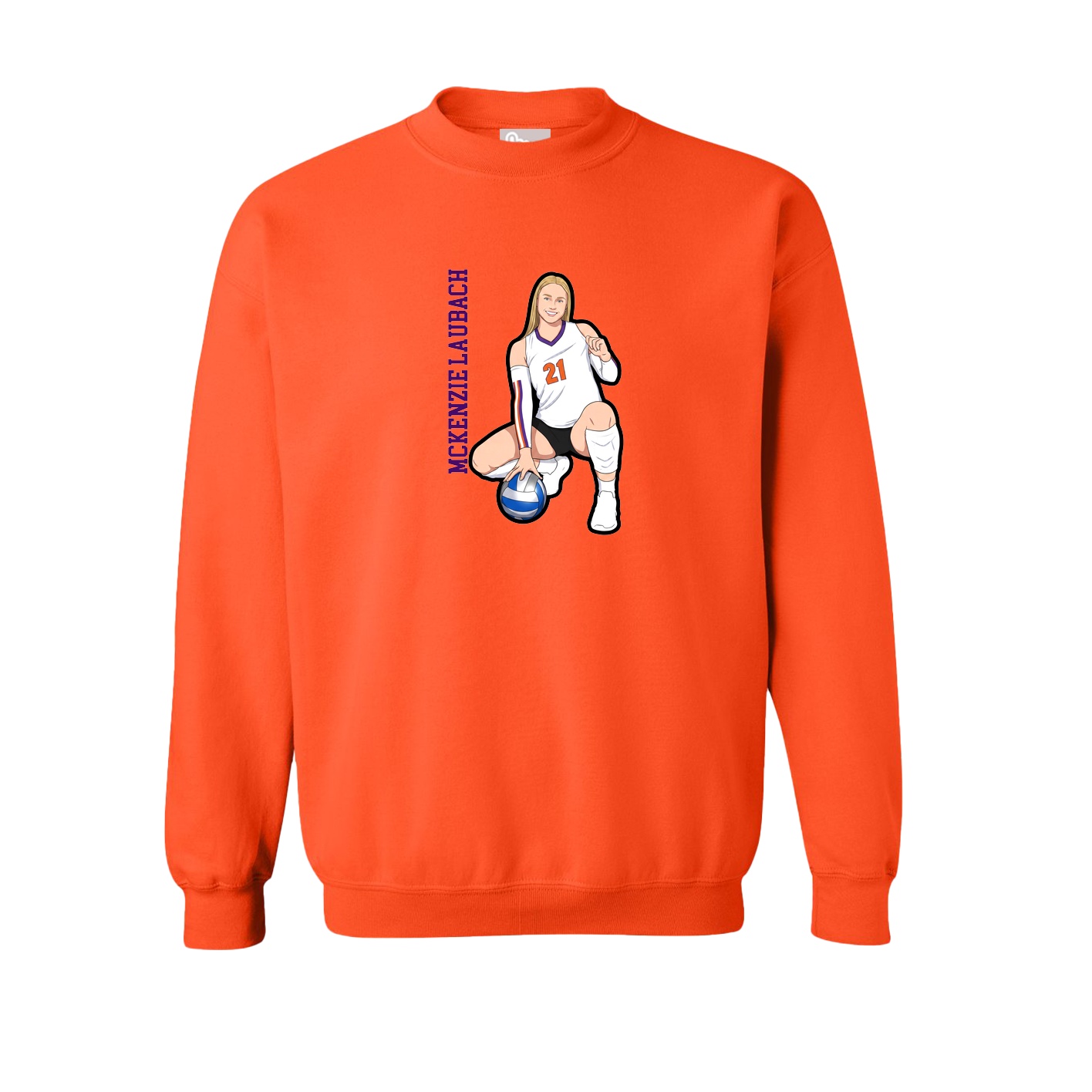 Fleece Crew — Name Vertical in Orange