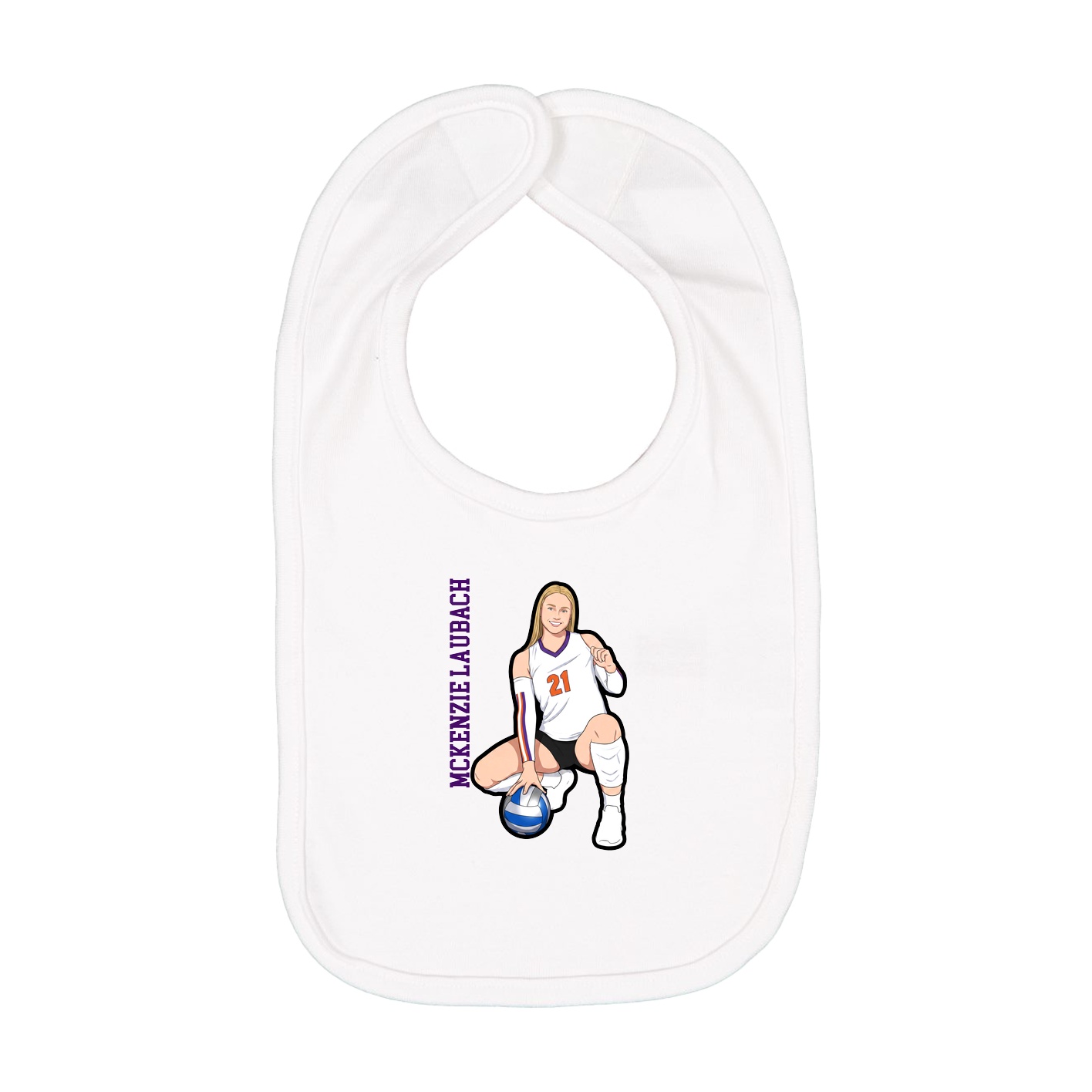 Infant Bib — Name Vertical in White