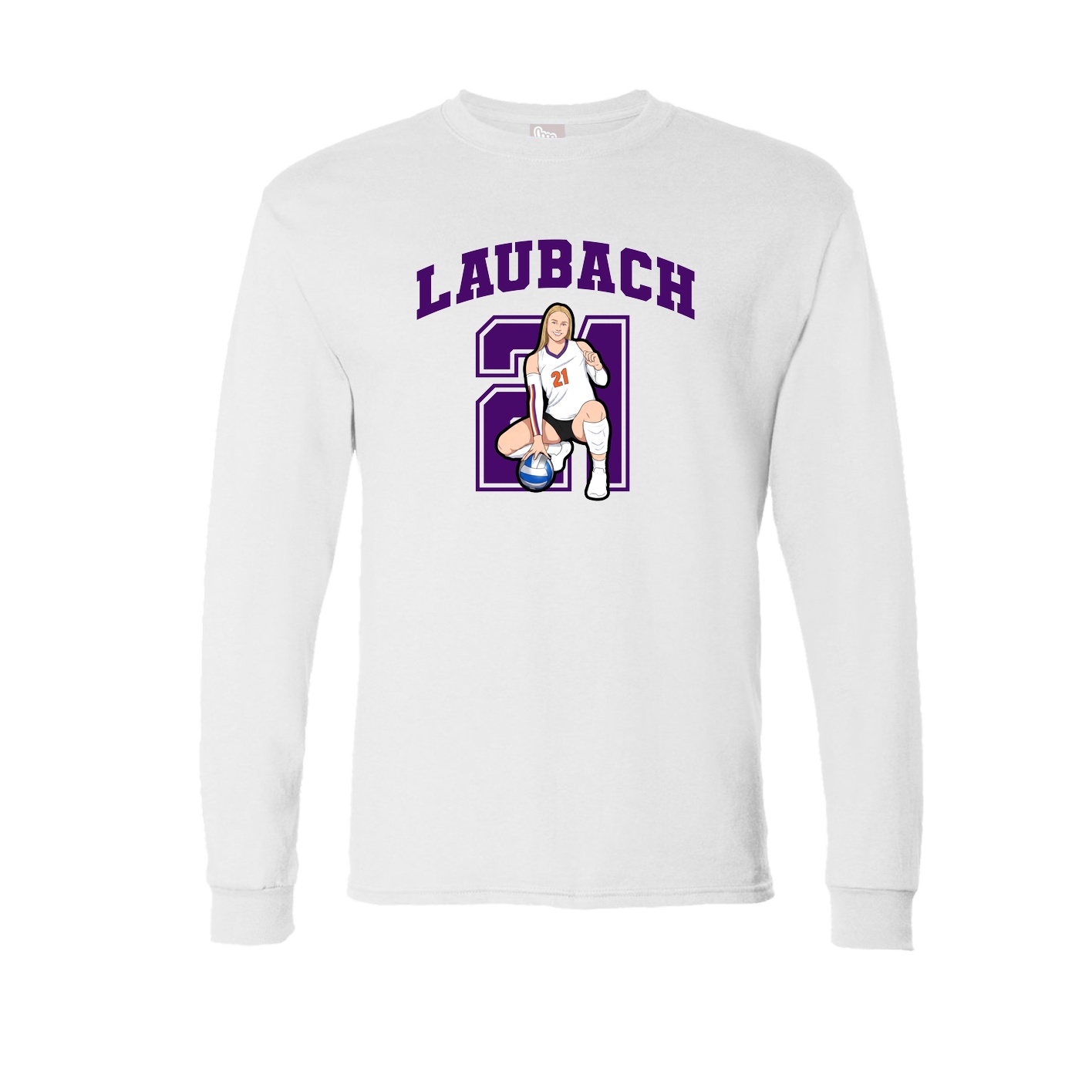 Long Sleeve Tee — Number in White